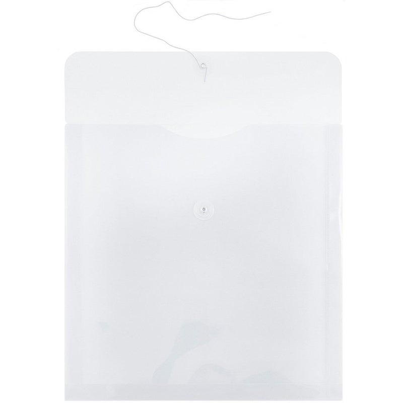 JAM PAPER Plastic Envelopes with Button & String Tie Closure - Large Square - 13 x 13 - Clear - 12/Pack - Image 2